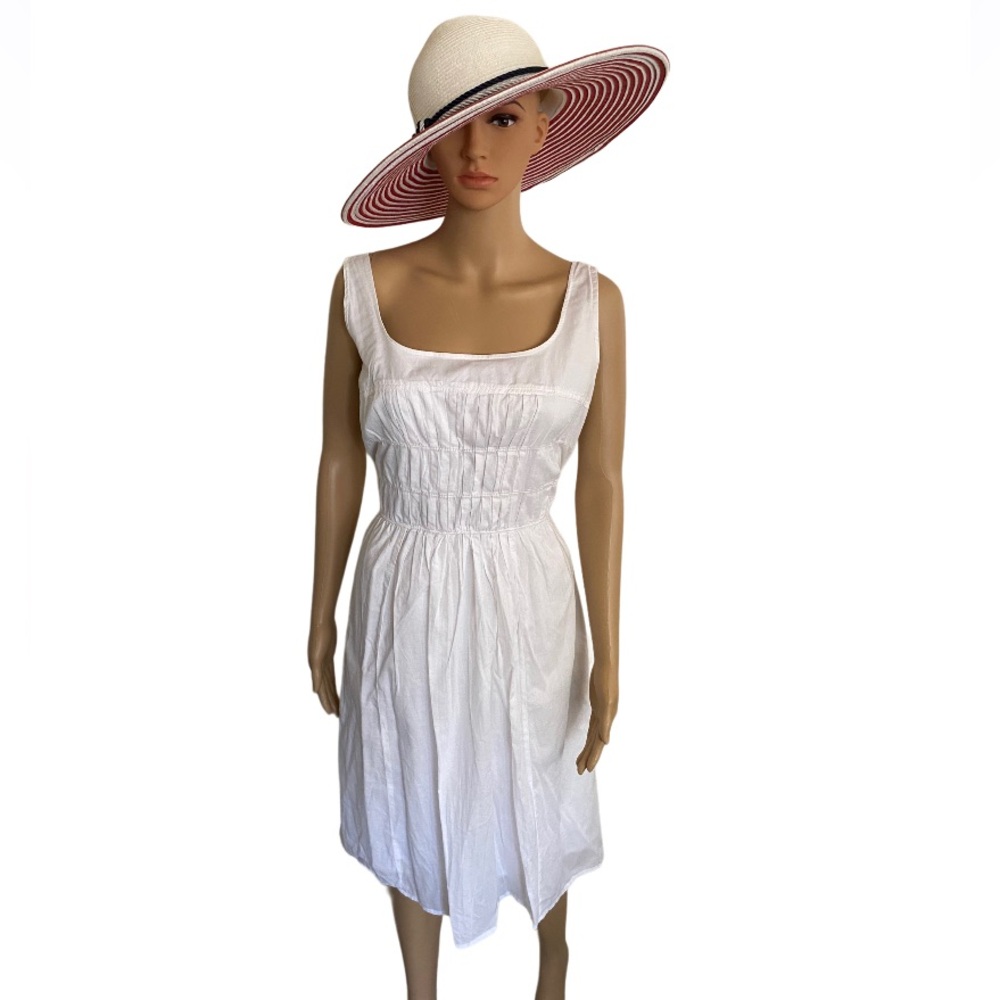 MOSSIMO White 100% Cotton Mini prairie Milkmaid Sleeveless Dress Size L